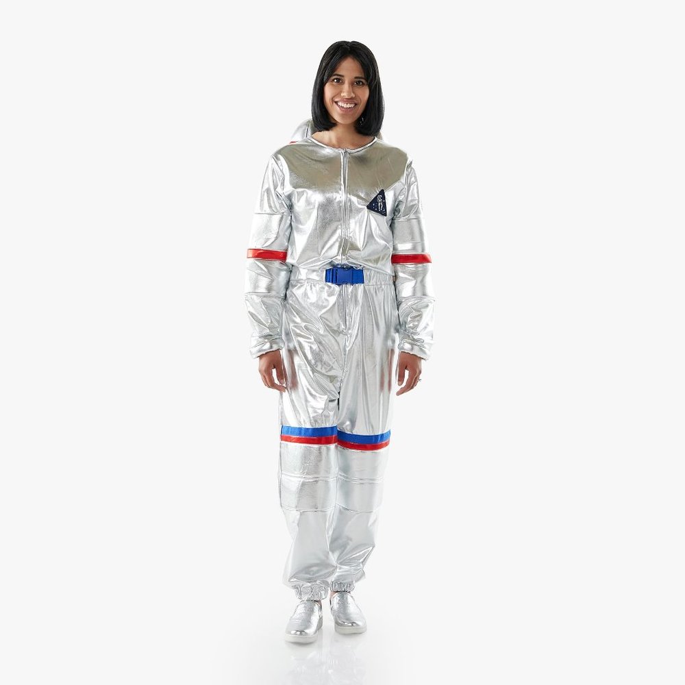 Pottery Barn Adult Light-Up Silver Astronaut Costume Size XS/S EUC